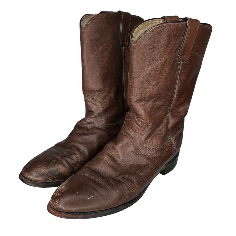 Vintage Justin Brown Leather Ropers as is